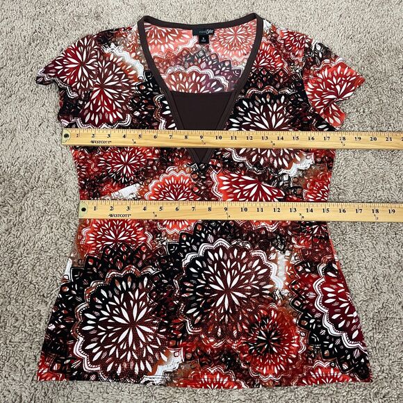 Y2K Top Womens Size Small Brown Orange Floral Babydoll Fairy Grunge Boho - Picture 11 of 12